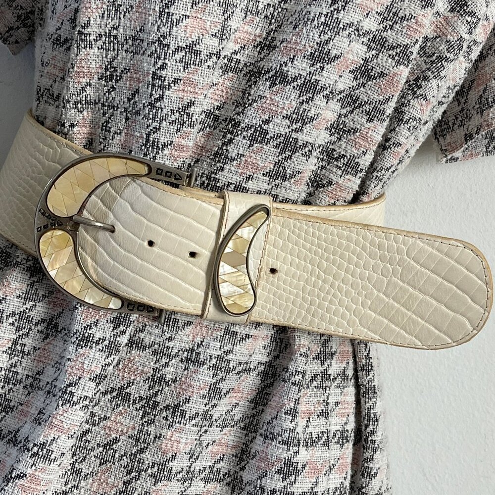 AVIATOR by Adelfio made in Italy Vintage Mother of Pearl belt Women's wide belt